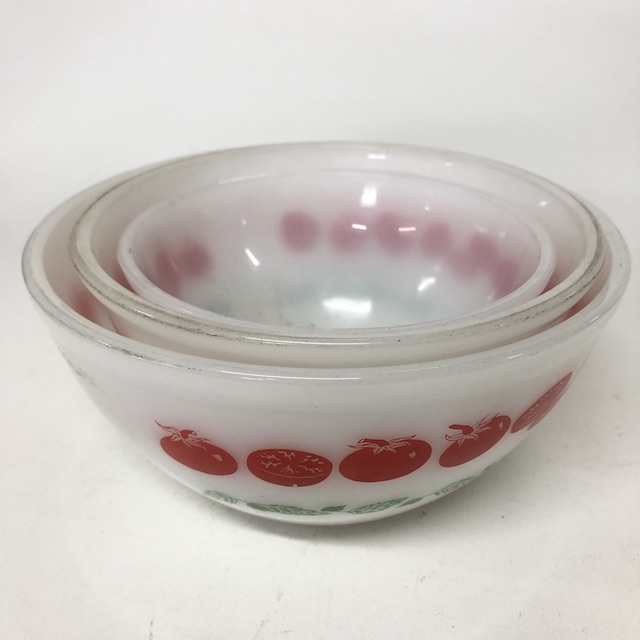 MIXING BOWL, Glass Set of 3 - Red Apple